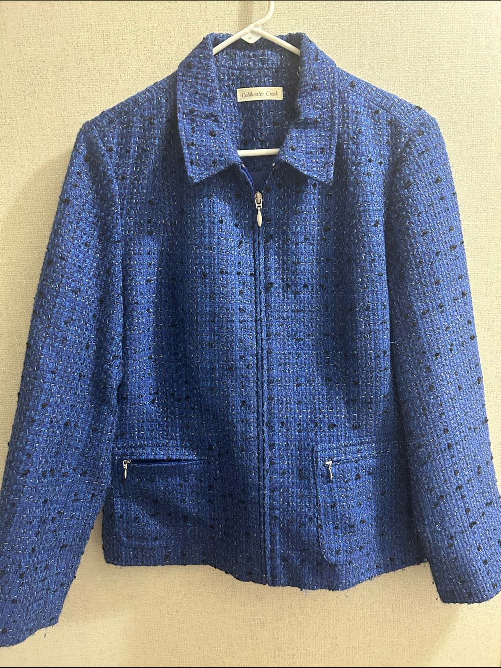 Coldwater Creek Cobalt Blue Tweed Zip Jacket